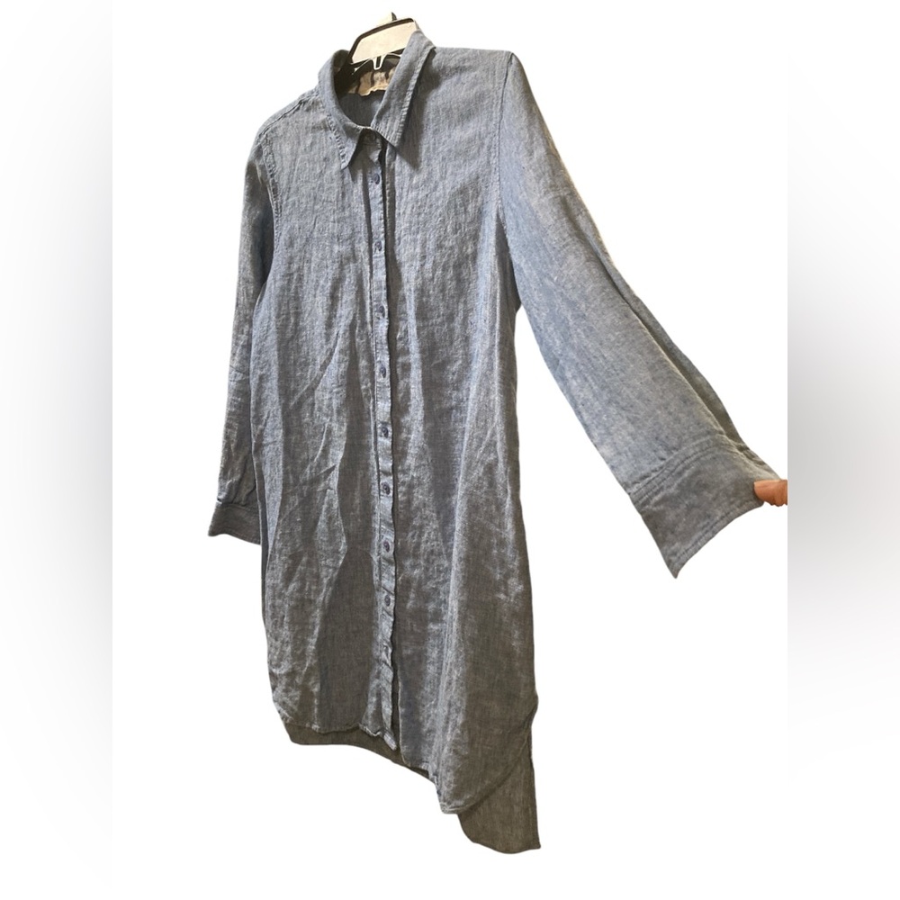 Soft Surroundings 100% Linen Lagenlook Long Sleeve Shirt Dress. Size Large. - Picture 13 of 14